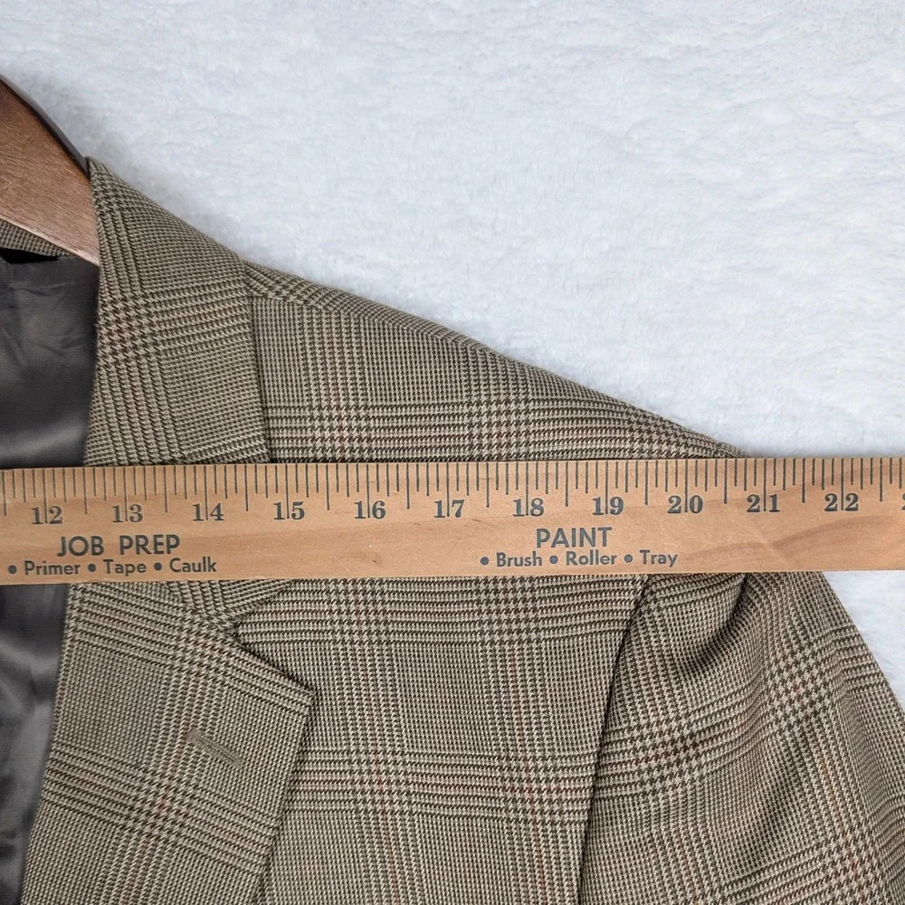 Jos A Bank Sport Coat Mens 46L Tan Glen Plaid Check Wool Silk Blazer Jacket‎